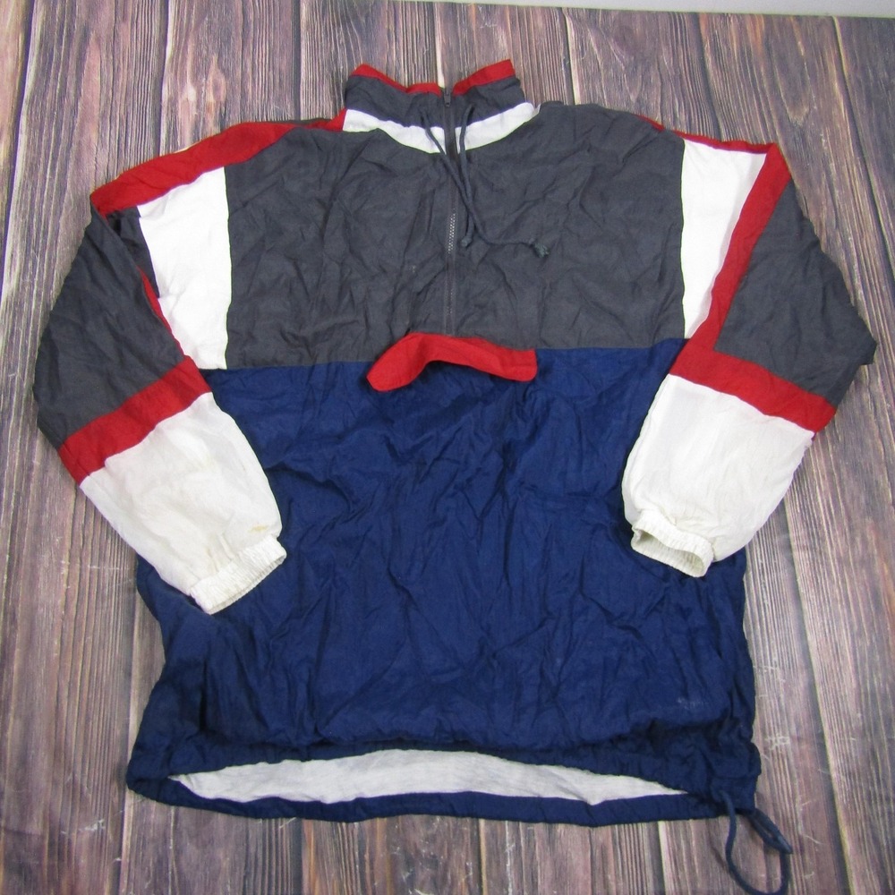 Vintage Avait Sportif Jacket Mens XL Colorblock‎ Nylon Windbreaker 1/4 Zip 90s